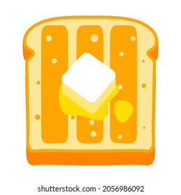 Illustration of toast with butter. Breakfast icon. Food item for menu restaurants and shops.
