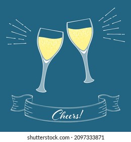 Illustration of a toast with a champagne glass (vector)