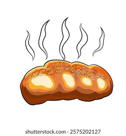 illustration of toast with cheese and chocolate sprinkles