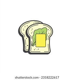 illustration of toast, food, vector art.