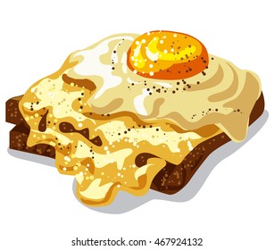 illustration of toast with fried egg and cheese