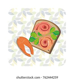illustration of a toast with red fish