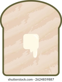 Ilustração de pão torrado (forma de montanha) com manteiga.