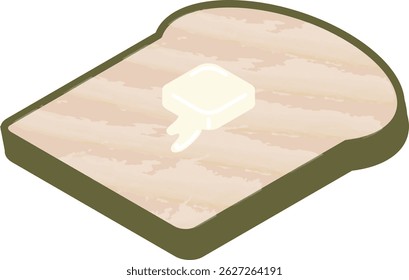 Ilustração de pão torrado (forma de montanha) com manteiga.