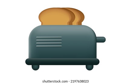 Illustration eines Toaster und eines Backbrots auf weißem Hintergrund