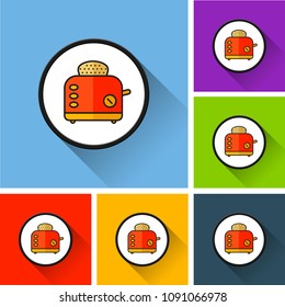 Illustration of toaster icons with long shadow