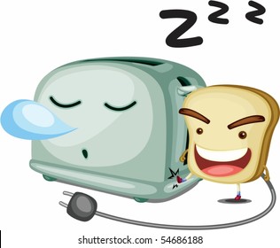 Illustration of a toaster on white background
