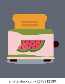 illustration Toaster with Pattern Watermelon
