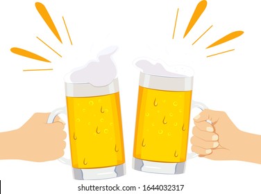 Ilustración de tostado con una cerveza