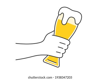 Illustration of toasting with beer glass.