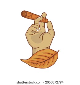 illustration of tobacco and cigar, vector art.