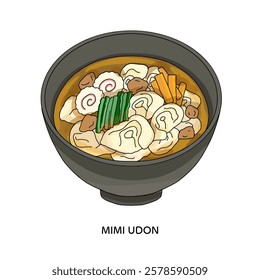 Illustration of Tochigi specialty mimi udon