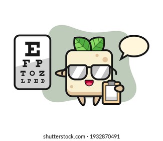 Illustration of tofu mascot as a ophthalmology