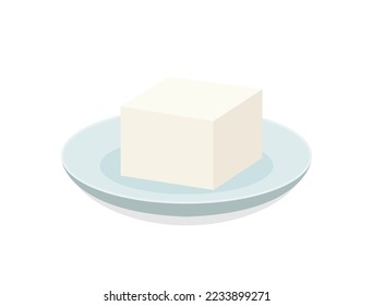 It is an illustration of tofu on a plate.