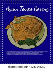 illustration of tofu and tempeh food from Indonesia