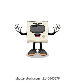 Illustration von Tofu mit vr Headset , Zeichendesign