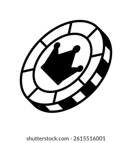 Illustration of Token Coin with Crown Symbol on White Background