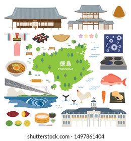 Illustration of Tokushima in Japan svg