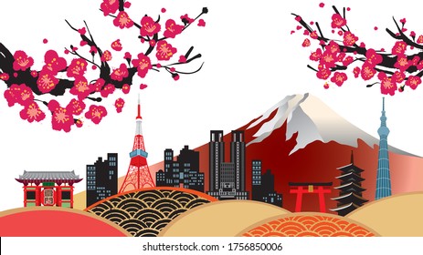 Illustration of Tokyo city in Japan