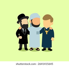 an illustration of tolerance in religion between Moslem, Jews, and Christian 