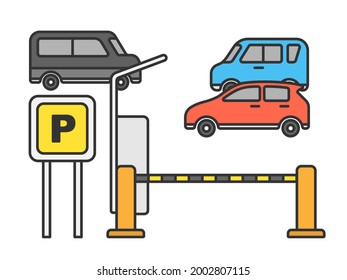 Illustration of a toll parking lot.