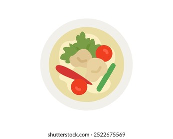 Illustration of tom kha gai icon, Thai food.