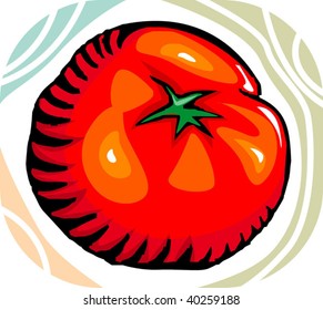 Illustration of a tomato in colour background	