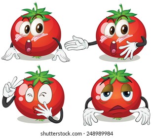 Illustration of tomato in different emotions