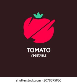 Ilustración de un tomate en un estilo plano. Imagen aislada en un fondo claro. Icono del vector.