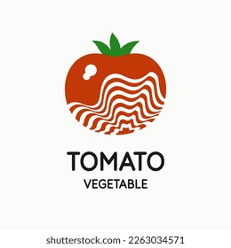 Illustration einer Tomate im flachen Stil. Einzelbild auf hellem Hintergrund. Vektorsymbol.