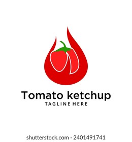 Illustration Tomato ketchup, sauce badge label design