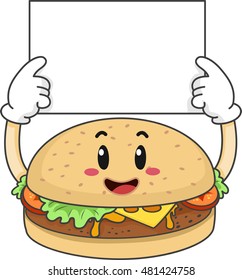 Illustration of a Tomato, Lettuce, and Cheese Sandwich Holding a Blank Board