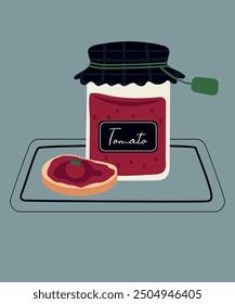Illustration with Tomato at Sauce and Bread