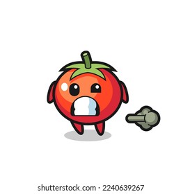 the illustration of the tomatoes cartoon doing fart , cute style design for t shirt, sticker, logo element