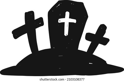 Illustration of a Tomb engraved with a cross. For Halloween decorations.