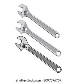 illustration of tool wrench in flat design color
