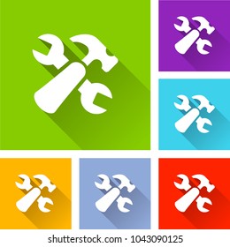 Illustration of tools icons with long shadow