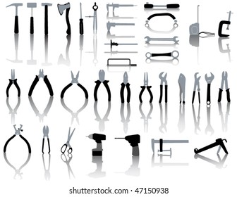 Illustration of tools with shadows