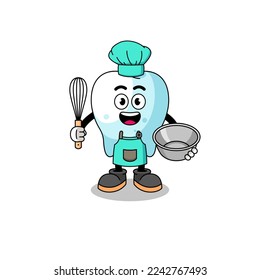 Illustration of tooth as a bakery chef , character design