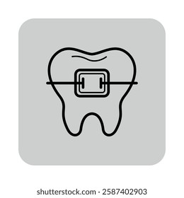 Illustration of tooth with braces attached, symbolizing orthodontic treatment for dental alignment. Importance of oral health through modern dental practices concept