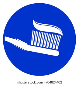 Illustration of tooth brush blue circle icon 