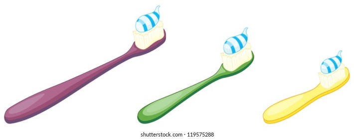 illustration of a tooth brush with paste on a white background