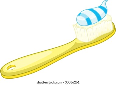 illustration of tooth brush and paste on white