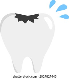 Illustration of tooth. Tooth with cavities.