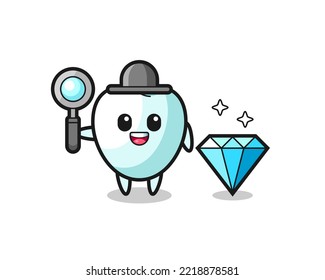 Illustration of tooth character with a diamond , cute design