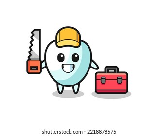 Ilustración del carácter dental como trabajador de la madera, diseño lindo