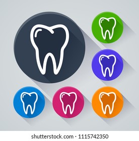 Illustration of tooth circle icons with shadow