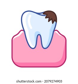Illustration of tooth decay. Dentistry and health care icon. Stomatology medical item.