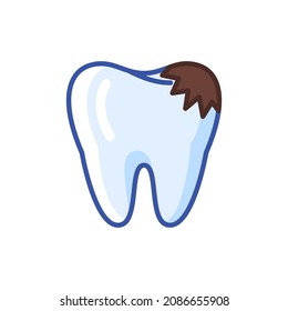 Illustration of tooth decay. Dentistry and health care icon. Stomatology medical item.