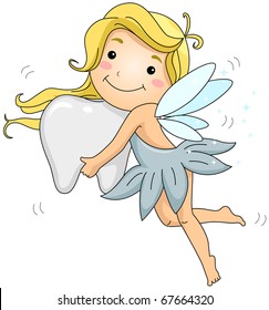 Illustration Tooth Fairy Carrying Tooth Stock Vector (Royalty Free ...